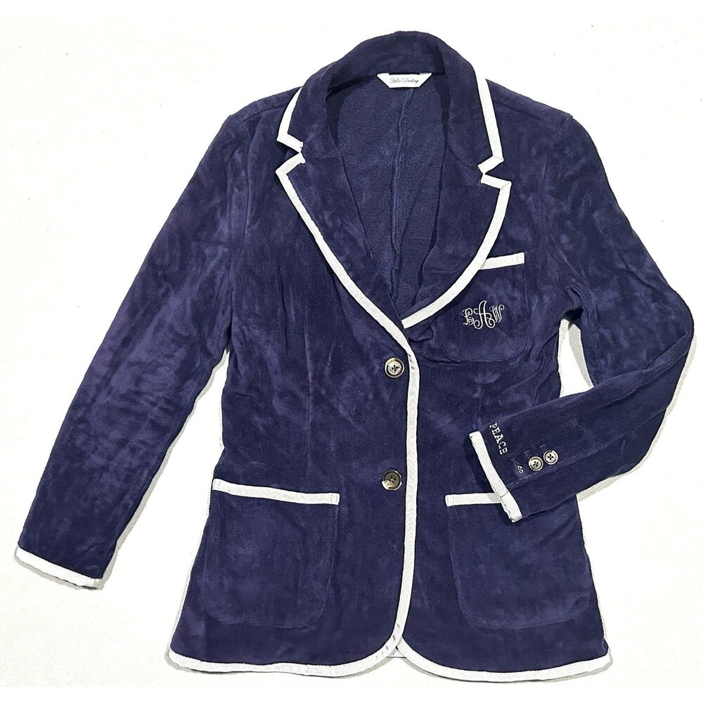 Bask poolside Supply Terry Cloth Toweling Blazer Purple/ Silver Accents Size 0